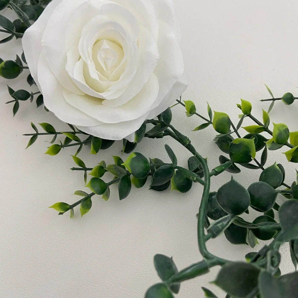 Custom 6 Ft Boxwood Garland Sunflower Roses White Champagne Ivory Yellow Red
